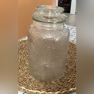 Clear Embossed Glass Canister